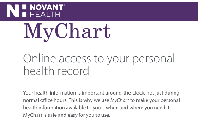 Novant My Chart Activation Code