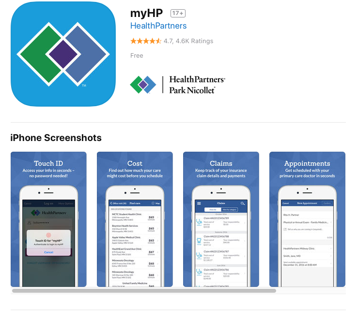 park nicollet mychart app