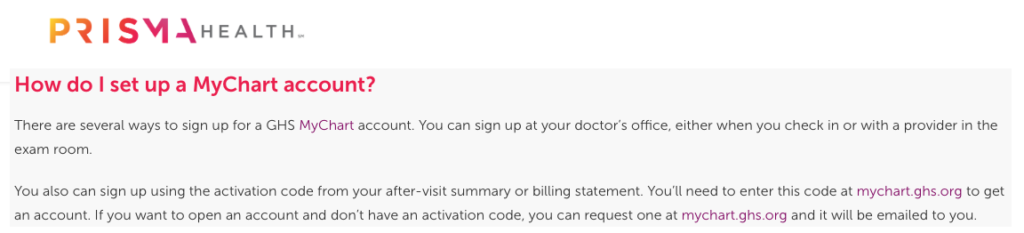 Prisma Health My Chart
