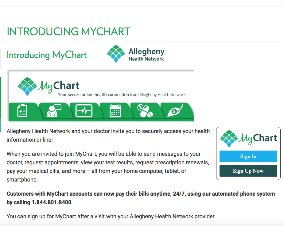 Allegheny Health Network My Chart App