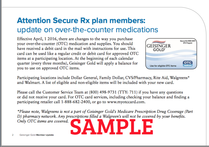 Geisinger Gold Otc Card 2025 Grace Nellie