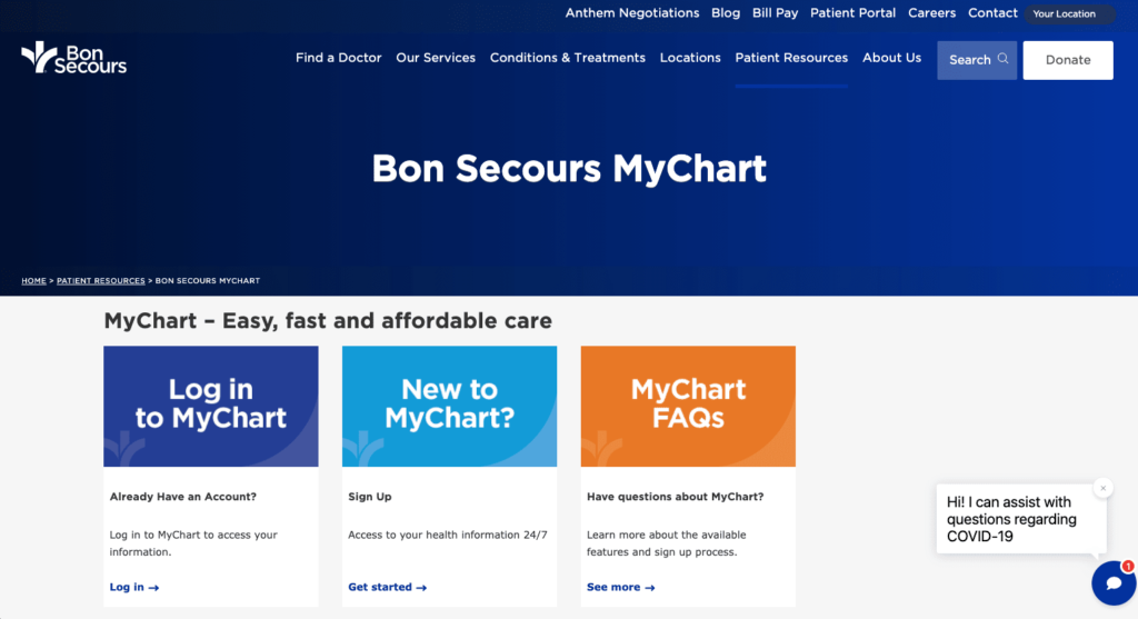 bon secour mychart sign up